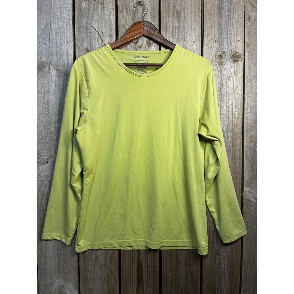 ExOfficio Insect Shield Womens XL Long Sleeve Tee Lime Green E5017 Hiking Shirt